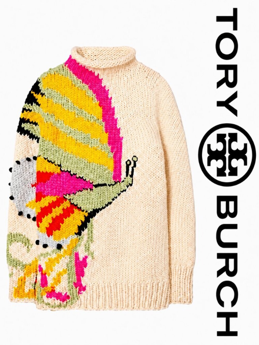 💋STUNNING!💋Tory Burch Hand-Knit Butterfly Alpaca Sweater $598